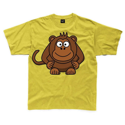 Cartoon Monkey Children's Unisex T Shirt 3-4 / Yellow