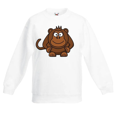 Cartoon Monkey Cute Animals Children's Toddler Kids Sweatshirt Jumper 7-8 / White