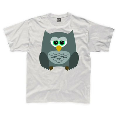 Cartoon Owl Bird Children's Unisex T Shirt 3-4 / White