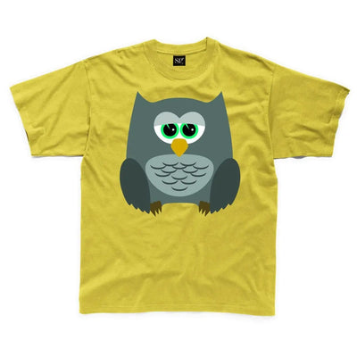 Cartoon Owl Bird Children's Unisex T Shirt 3-4 / Yellow