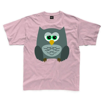 Cartoon Owl Bird Children's Unisex T Shirt 9-10 / Light Pink