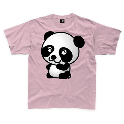 Cartoon Panda Children's Unisex T Shirt 7-8 / Light Pink