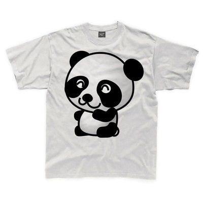 Cartoon Panda Children's Unisex T Shirt 7-8 / White