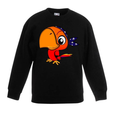 Cartoon Parrot Bird Animals Children's Toddler Kids Sweatshirt Jumper 5-6 / Black