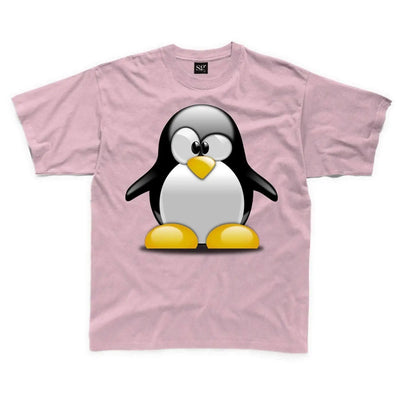 Cartoon Penguin Children's Unisex T Shirt 3-4 / Light Pink