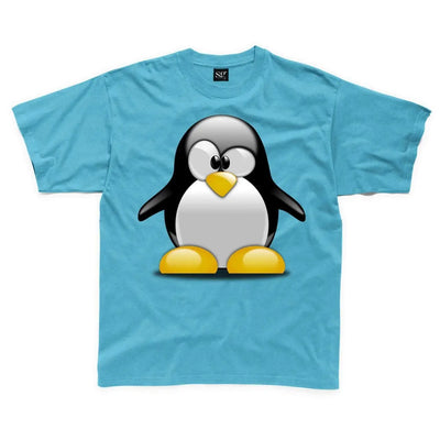 Cartoon Penguin Children's Unisex T Shirt 3-4 / Sapphire Blue