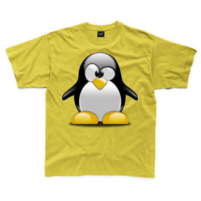 Cartoon Penguin Children's Unisex T Shirt 3-4 / Yellow