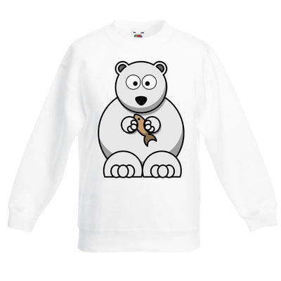 Cartoon Polar Bear Animals Children's Toddler Kids Sweatshirt Jumper 9-11 / White