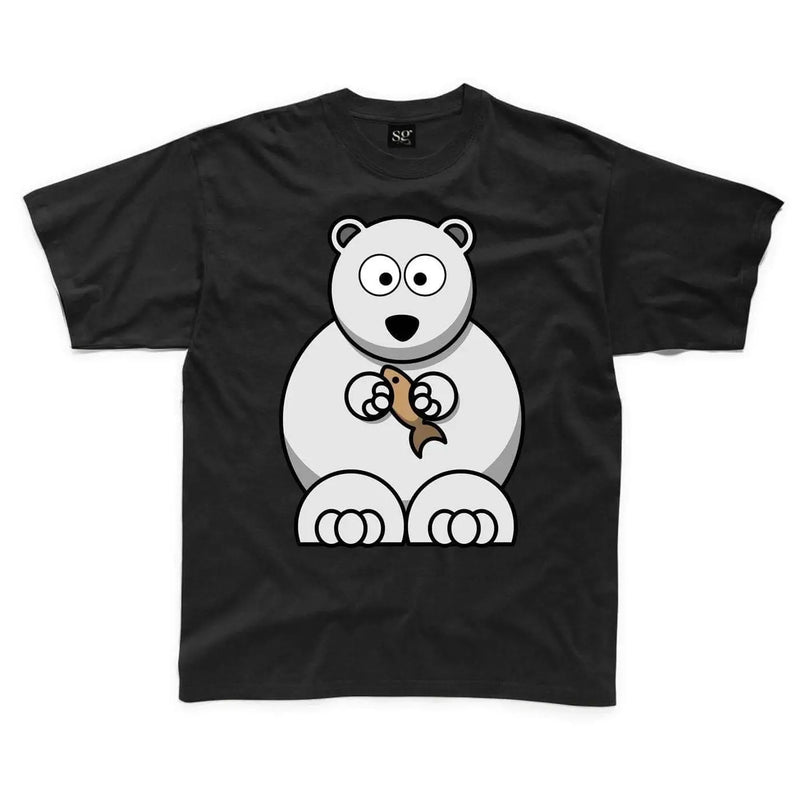 Cartoon Polar Bear with Fish Children&