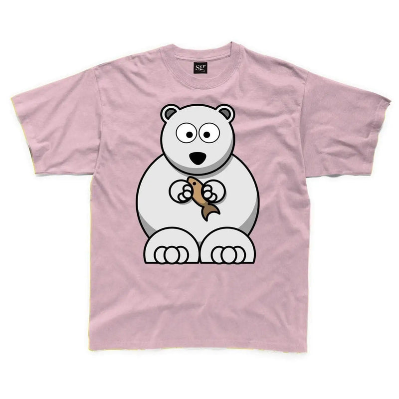 Cartoon Polar Bear with Fish Children&