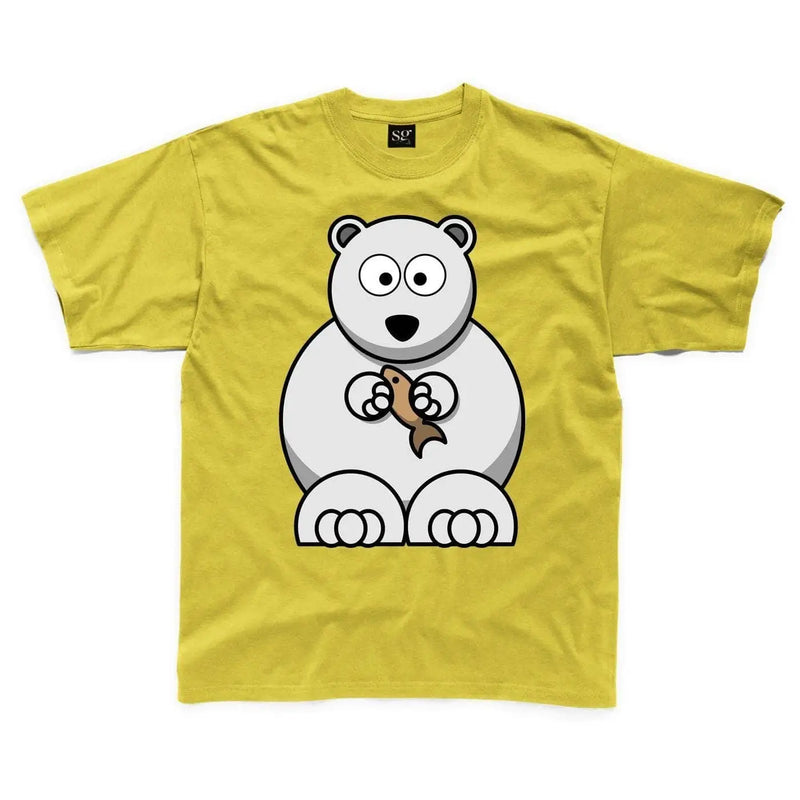 Cartoon Polar Bear with Fish Children&