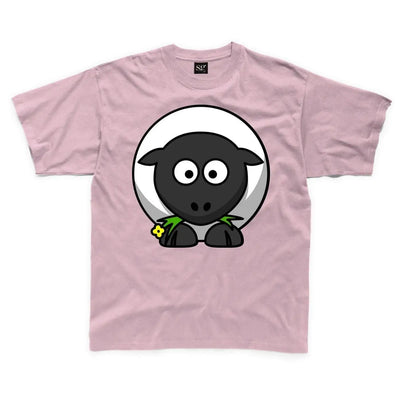 Cartoon Sheep Farm Yard Animal Children's Unisex T Shirt 9-10 / Light Pink
