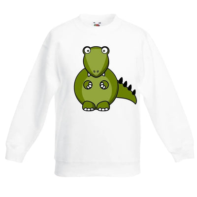Cartoon T Rex Dinosaur Animals Children's Toddler Kids Sweatshirt Jumper 7-8 / White