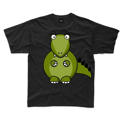 Cartoon T Rex Dinosaur Children's Unisex T Shirt 3-4 / Black