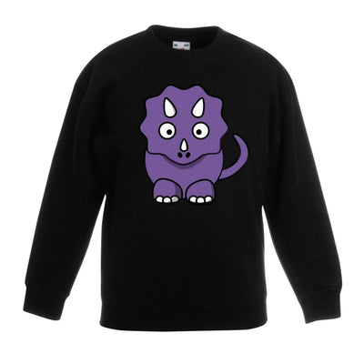 Cartoon Triceratops Dinosaur Animals Children's Toddler Kids Sweatshirt Jumper 12-13 / Black