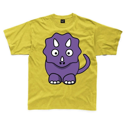 Cartoon Triceratops Dinosaur Children's Unisex T Shirt 9-10 / Yellow