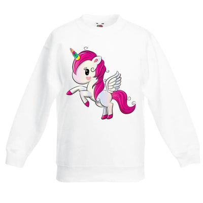Cartoon Unicorn Fantasy Animals Children's Toddler Kids Sweatshirt Jumper 5-6 / White