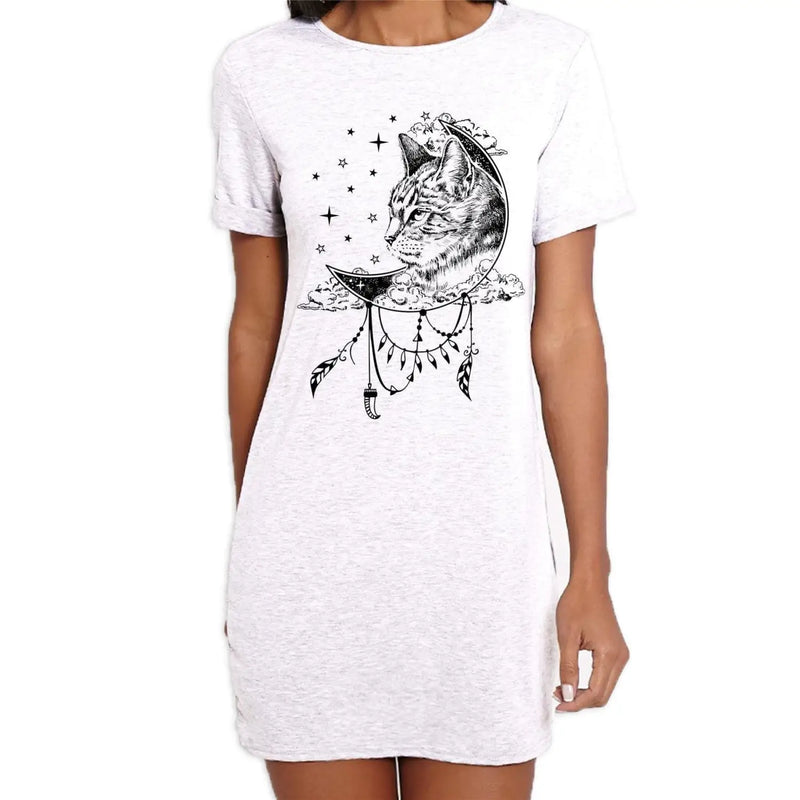 Cat Dreamcatcher Native American Tattoo Hipster Large Print Women&