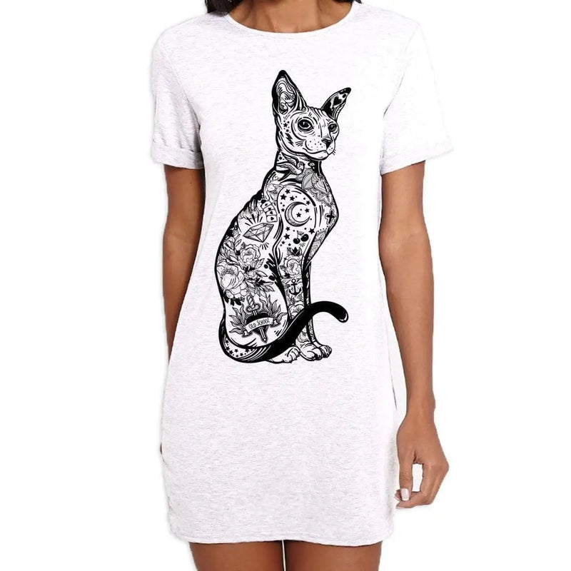 Cat With Tattoos Hipster Large Print Women&