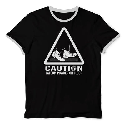 Caution Talcum Powder Northern Soul Contrast Ringer T-Shirt XXL / Black
