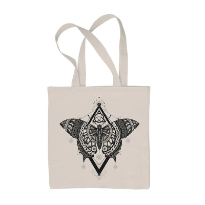 Celtic Butterfly Design Tattoo Hipster Large Print Tote Shoulder Shopping Bag Cream