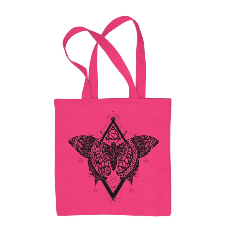 Celtic Butterfly Design Tattoo Hipster Large Print Tote Shoulder Shopping Bag Hot Pink
