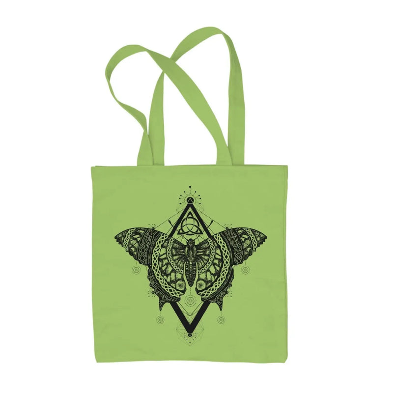 Celtic Butterfly Design Tattoo Hipster Large Print Tote Shoulder Shopping Bag Lime Green