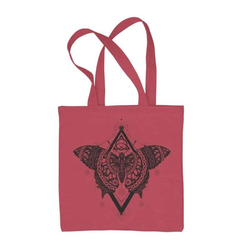 Celtic Butterfly Design Tattoo Hipster Large Print Tote Shoulder Shopping Bag Red