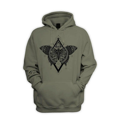 Celtic Butterfly Design Tattoo Hipster Men's Pouch Pocket Hoodie Hooded Sweatshirt XXL / Khaki