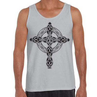 Celtic Cross Tattoo Style Hipster Large Print Men's Vest Tank Top XXL / Light Grey