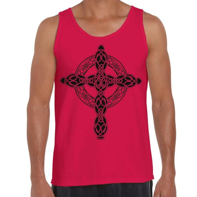 Celtic Cross Tattoo Style Hipster Large Print Men's Vest Tank Top XXL / Red