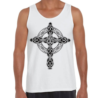 Celtic Cross Tattoo Style Hipster Large Print Men's Vest Tank Top XXL / White