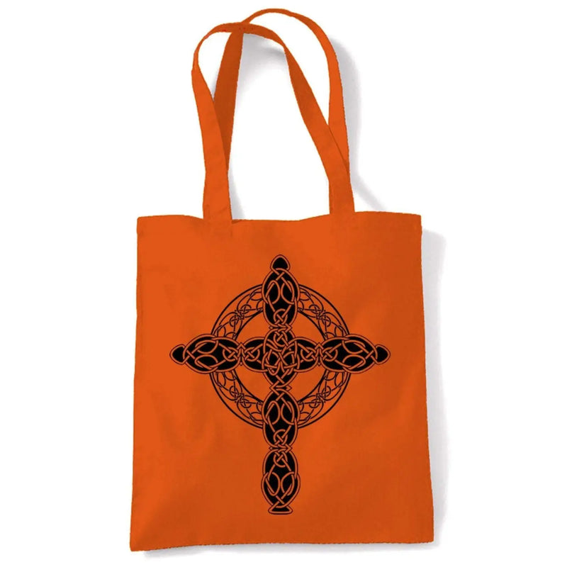 Celtic Cross Tattoo Style Hipster Large Print Tote Shoulder Shopping Bag