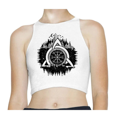 Celtic Knot Forest Design Tattoo Hipster Sleeveless High Neck Crop Top XS