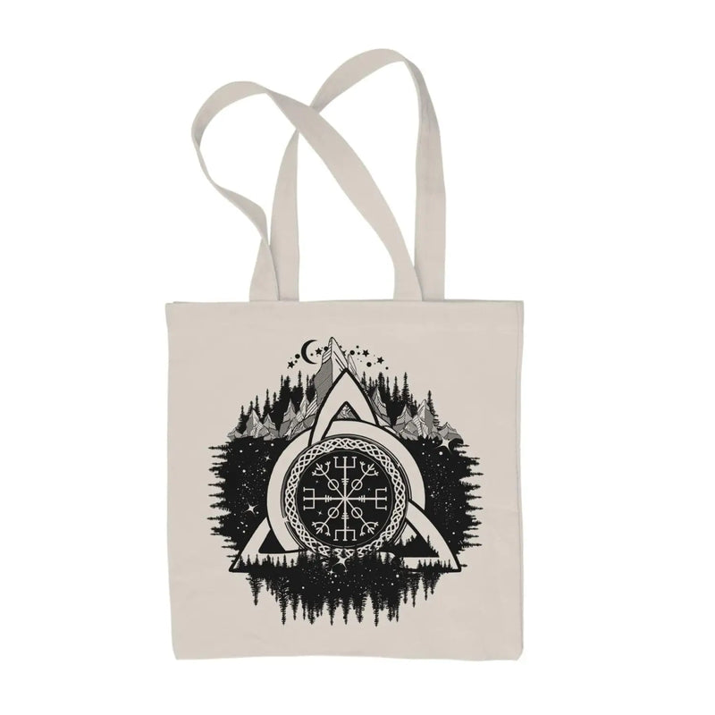 Celtic Knot Forest Design Tattoo Hipster Large Print Tote Shoulder Shopping Bag Cream