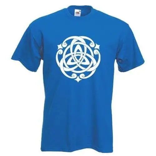 Celtic Knot White Print Mens T-Shirt XL / Royal Blue