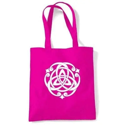 Celtic Knot White Print Shoulder Bag Dark Pink