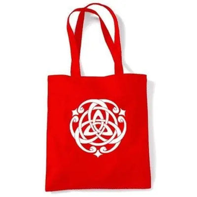 Celtic Knot White Print Shoulder Bag Red