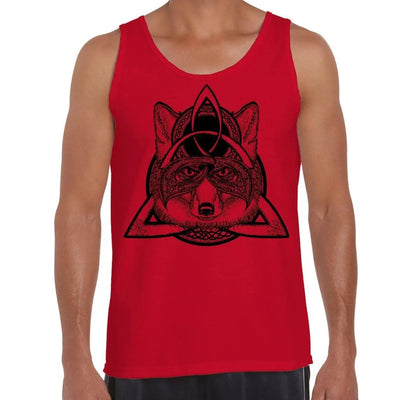 Celtic Knot Wolf  Design Tattoo Hipster Large Print Men's Vest Tank Top XXL / Red