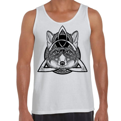 Celtic Knot Wolf  Design Tattoo Hipster Large Print Men's Vest Tank Top XXL / White