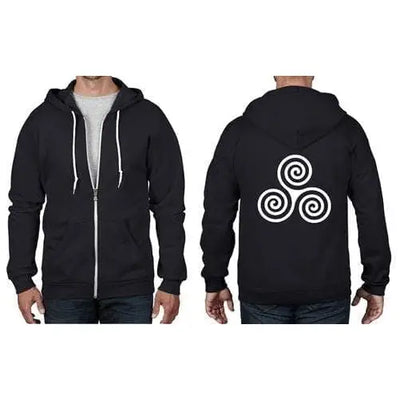 Celtic Spiral Full Zip Hoodie L / Black