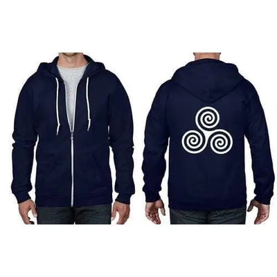 Celtic Spiral Full Zip Hoodie L / Navy Blue