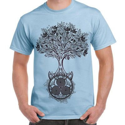 Celtic Spiral Tree of Life Large Print Men's T-Shirt XL / Light Blue