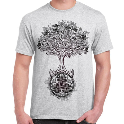 Celtic Spiral Tree of Life Large Print Men's T-Shirt XL / Light Grey