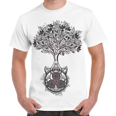 Celtic Spiral Tree of Life Large Print Men's T-Shirt XL / White