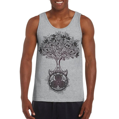 Celtic Spiral Tree of Life Large Print Men's Vest Tank Top L / Light Grey