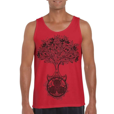 Celtic Spiral Tree of Life Large Print Men's Vest Tank Top L / Red