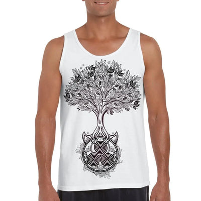 Celtic Spiral Tree of Life Large Print Men's Vest Tank Top L / White