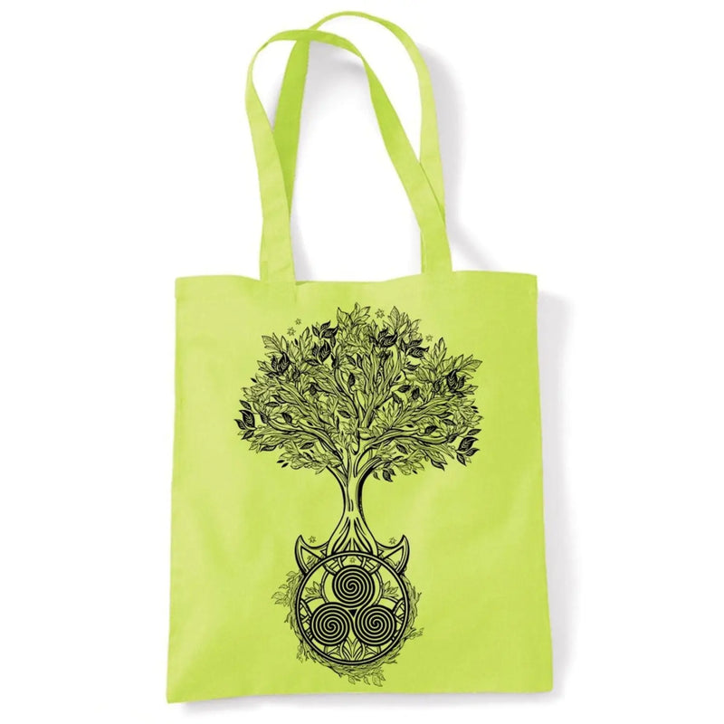 Celtic Spiral Tree of Life Large Print Tote Shoulder Shopping Bag