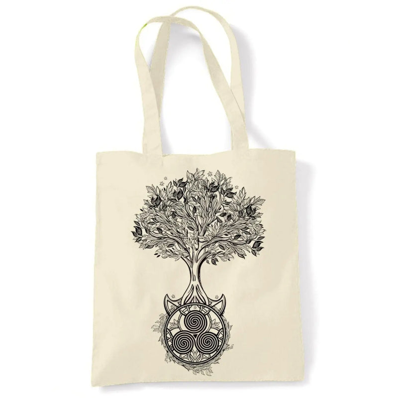 Celtic Spiral Tree of Life Large Print Tote Shoulder Shopping Bag